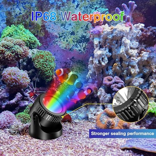 POPOSOAP RGB Underwater Pond Lights with Timer, 20 Colors Dimmable Submersible Led Fountain Lights with IP68 Waterproof, Support Remote Control for Outdoor Ponds Aquarium Garden Pool (6 Headlamps) - Image 6