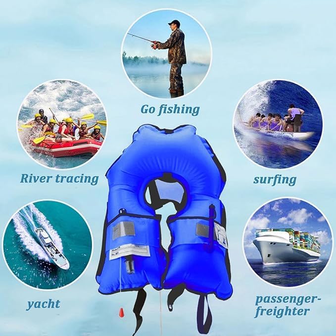 2-Pcs Automatic Inflatable Life Jacket,Adjustable Nylon Swim Vest with CO2 Inflation, Reflective Strips & Safety Buckle,Gas Cylinders Not Included. - Image 4