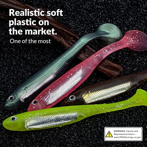 QualyQualy Soft Plastic Swimbait Paddle Tail Shad Lure Soft Bass Shad Bait Minnow Paddle Tail Swim Bait for Bass Trout Walleye Crappie - 2.75in, 3.14in, 3.94in, 5in - Image 5