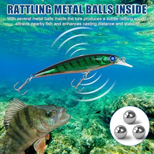 Fishing Lures Kit Crankbait Minnow Hard Bait Set Deep Diving Jerkbait Swimbait Popper Pencil Walleye Lures Artificial Fishing Bait for Bass Trout Redfish Saltwater Freshwater Fishing Lure - Image 4