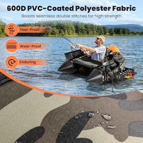 Goplus Inflatable Float Tube, Fishing Belly Boat with Fish Ruler, Pump, Storage Pockets, Adjustable Straps, Fishing Float Tube for Angling, 350LBS Load Capacity - Image 2