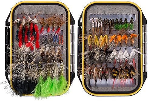 BASSDASH Fly Fishing Flies Kit Fly Assortment Trout Bass Fishing with Fly Box with Dry/Wet Flies, Nymphs, Streamers, Popper by Bassdash