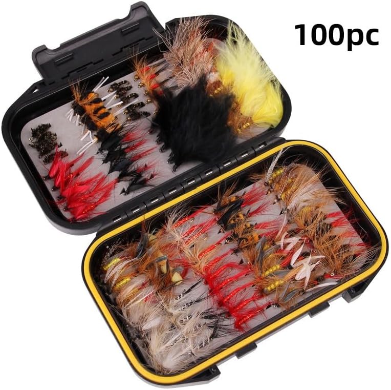 40/72/100/120-Piece Fly Fishing Flies Kit - Assorted Dry Wet Nymph Streamer Flies, Trout Bass Salmon Fishing Lures with Fly Box - Image 7