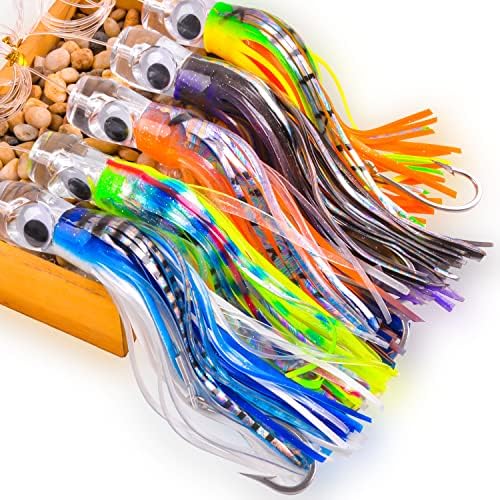 Trolling Lures Saltwater for Tuna Mahi Marlin Wahoo Dolphin Shark Offshore Trolling Baits with Squid Skirt Big Game Fishing Lures Deep Sea Squid Skirts Rig 6/9 inch - Image 6
