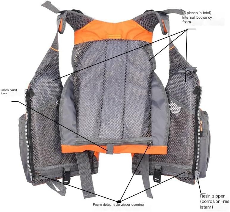 JKSPORTS Fly Fishing Vest - Fishing Safety Life Jacket for Swimming, Sailing, Boating, Kayak - Floating Multifunction Breathable Backpack for Men and Women - Adjustable, Grey/Green/Red/Blue - Image 7
